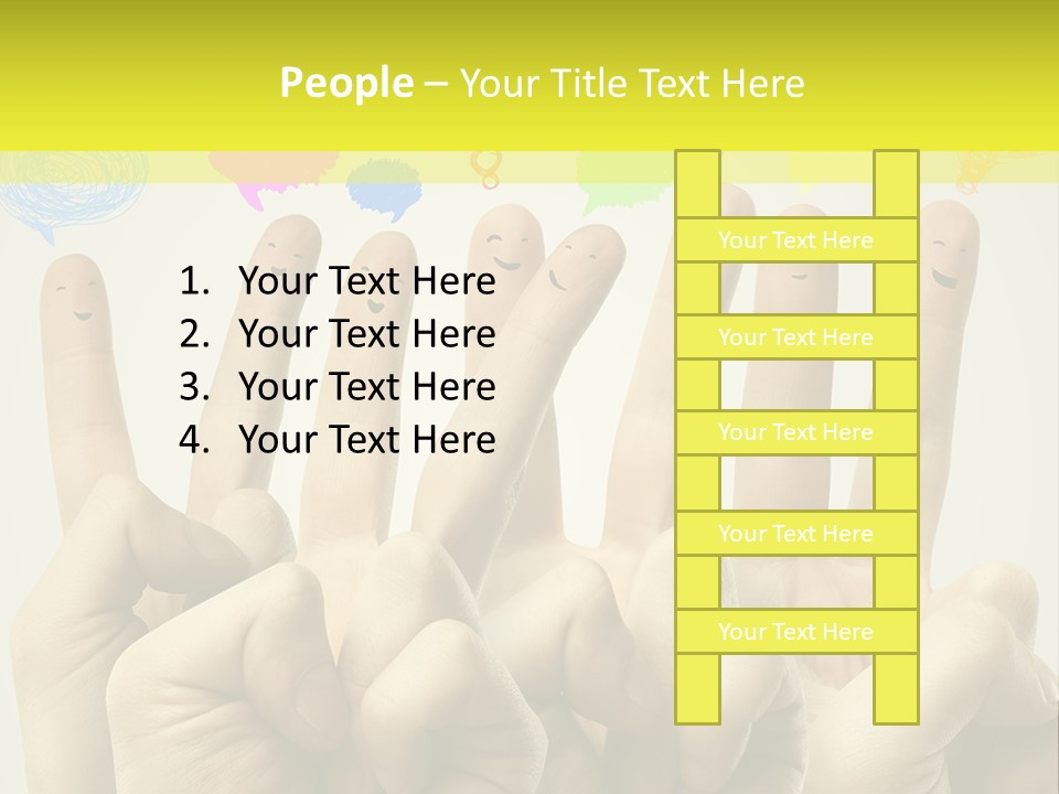 A Group Of Fingers With Faces Drawn On Them PowerPoint Template