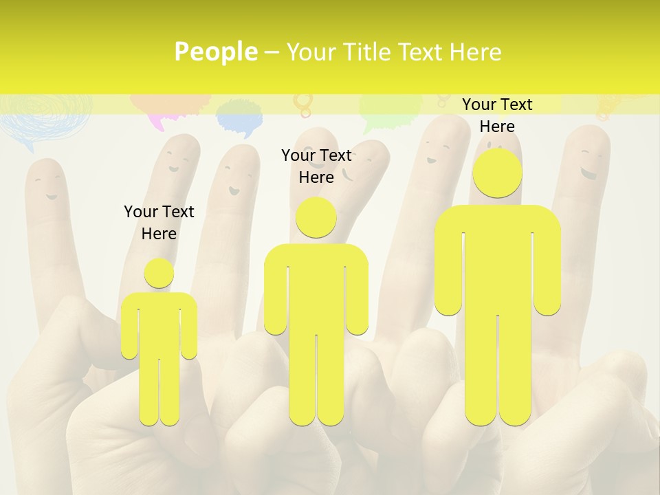 A Group Of Fingers With Faces Drawn On Them PowerPoint Template