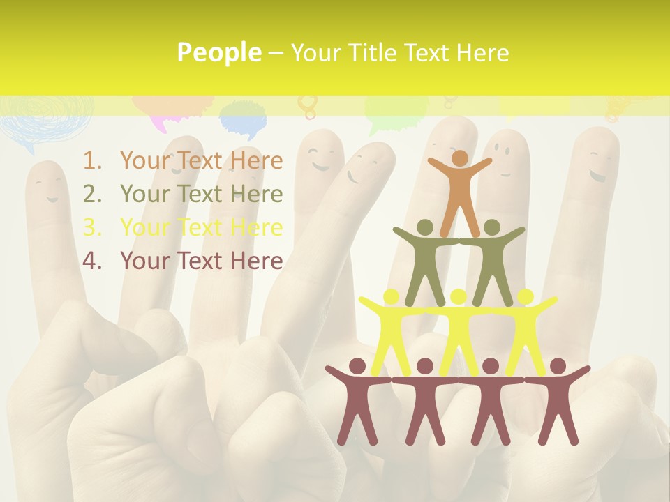 A Group Of Fingers With Faces Drawn On Them PowerPoint Template