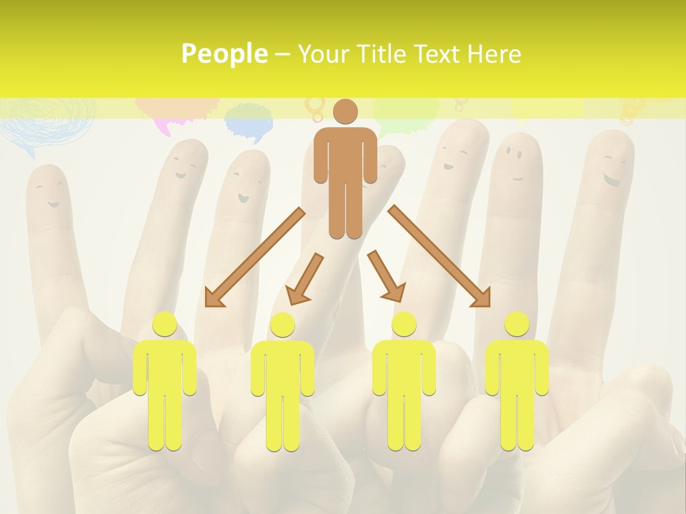 A Group Of Fingers With Faces Drawn On Them PowerPoint Template