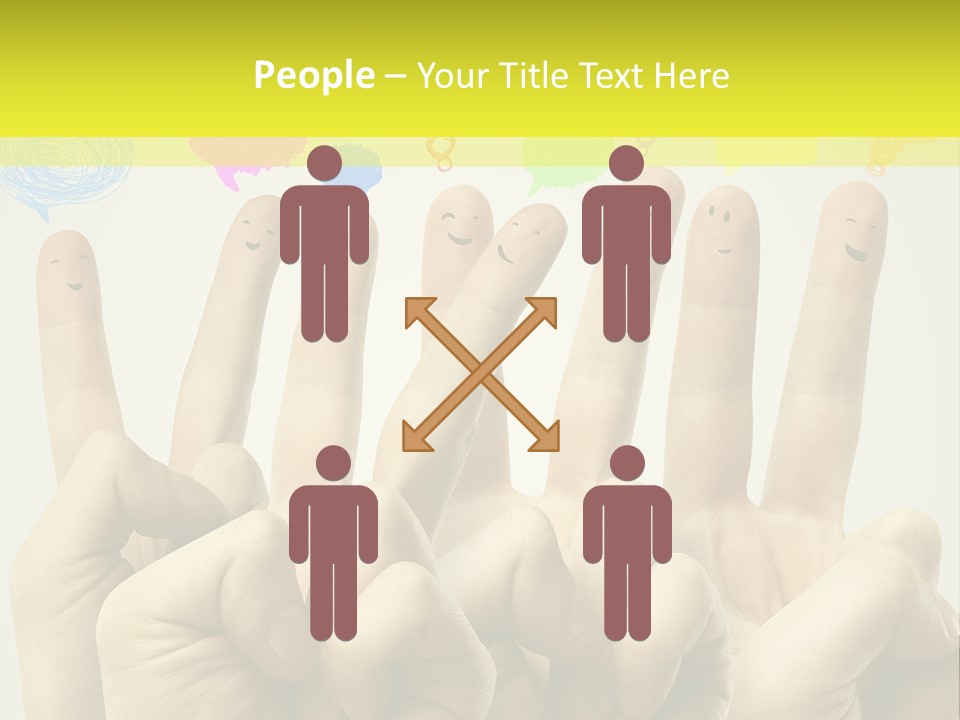 A Group Of Fingers With Faces Drawn On Them PowerPoint Template