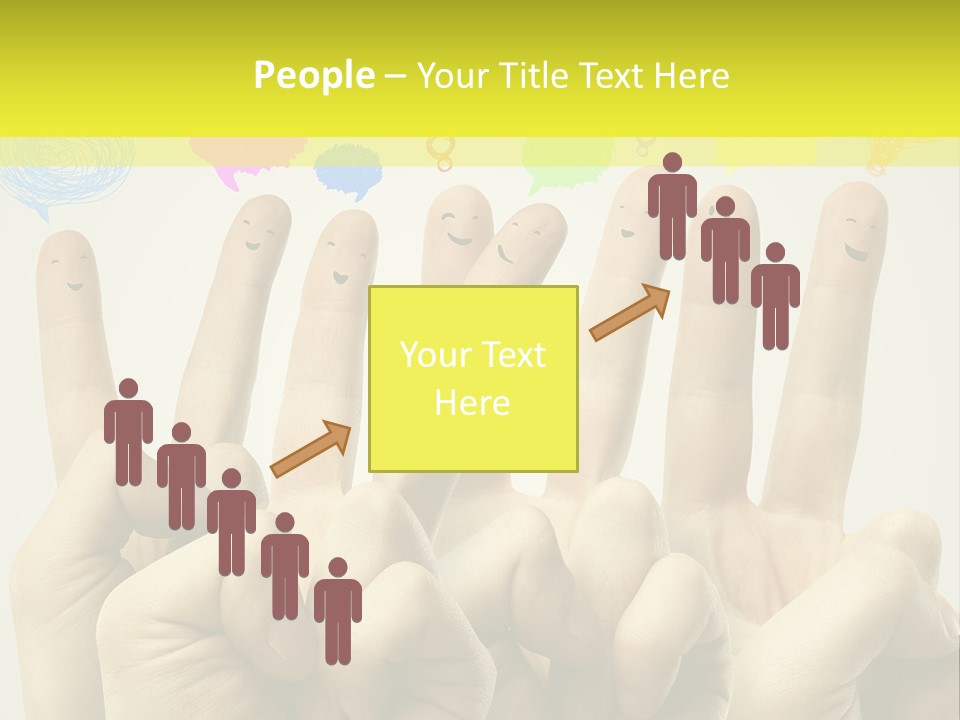 A Group Of Fingers With Faces Drawn On Them PowerPoint Template