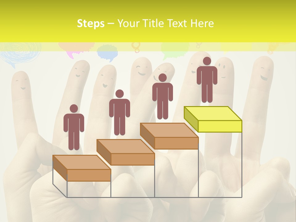 A Group Of Fingers With Faces Drawn On Them PowerPoint Template