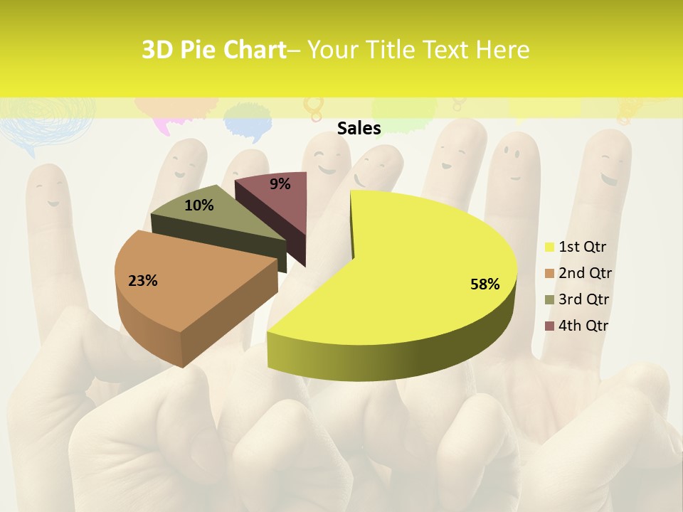 A Group Of Fingers With Faces Drawn On Them PowerPoint Template