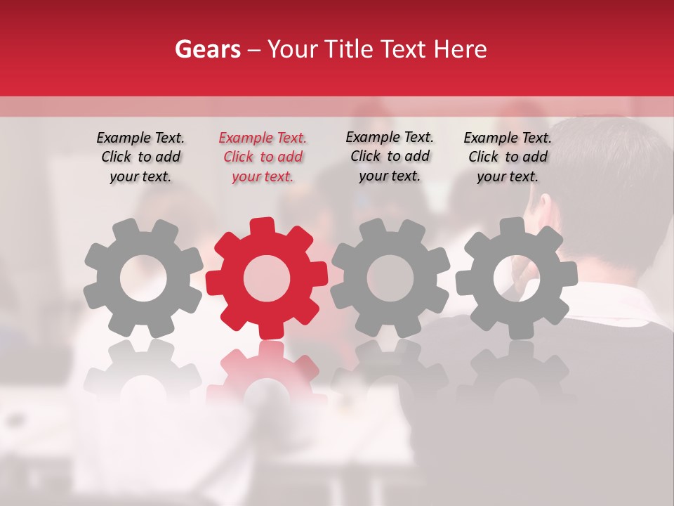 A Group Of People In A Conference Room PowerPoint Template