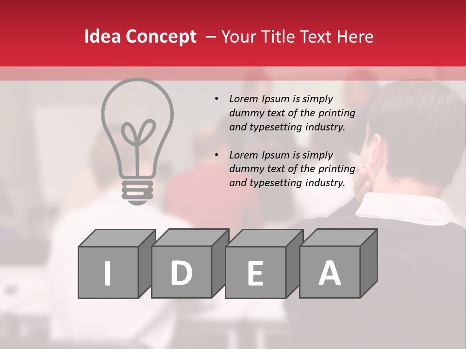 A Group Of People In A Conference Room PowerPoint Template