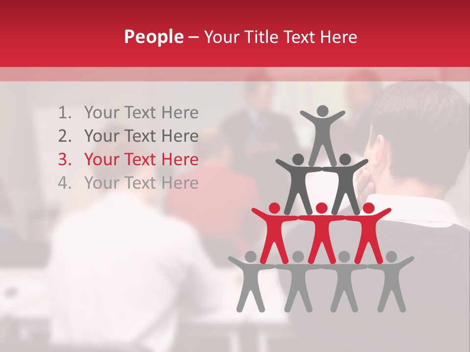 A Group Of People In A Conference Room PowerPoint Template