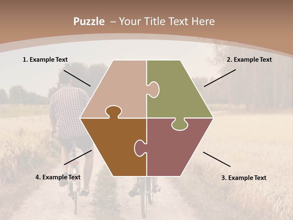 A Man And A Woman Riding Bikes Down A Dirt Road PowerPoint Template