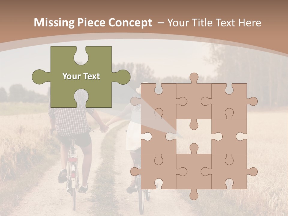 A Man And A Woman Riding Bikes Down A Dirt Road PowerPoint Template