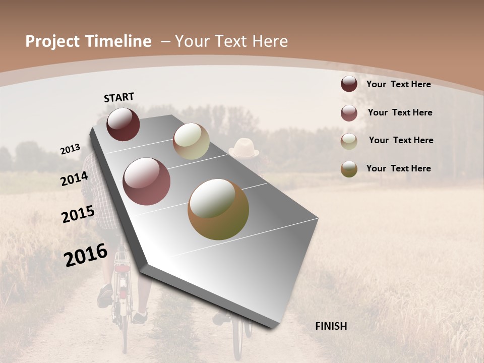 A Man And A Woman Riding Bikes Down A Dirt Road PowerPoint Template