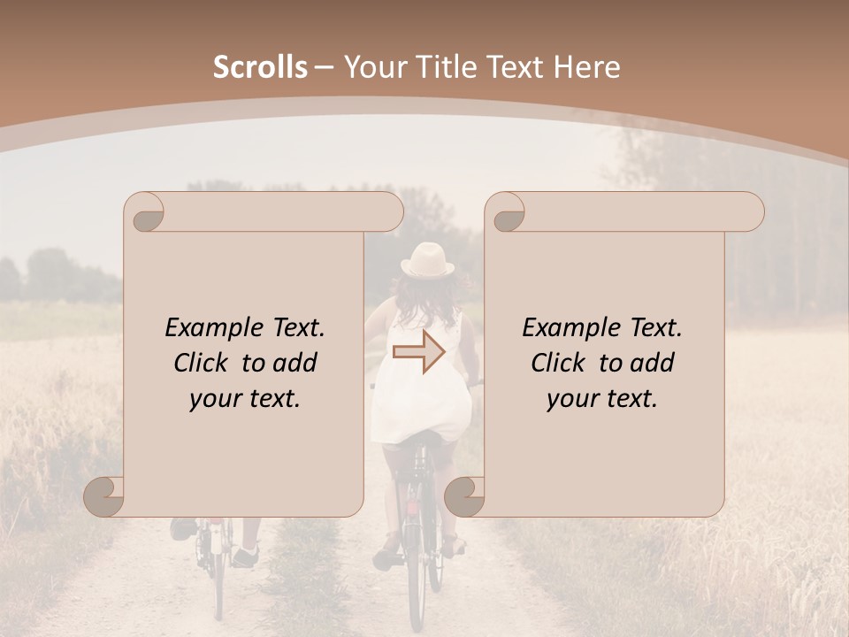 A Man And A Woman Riding Bikes Down A Dirt Road PowerPoint Template