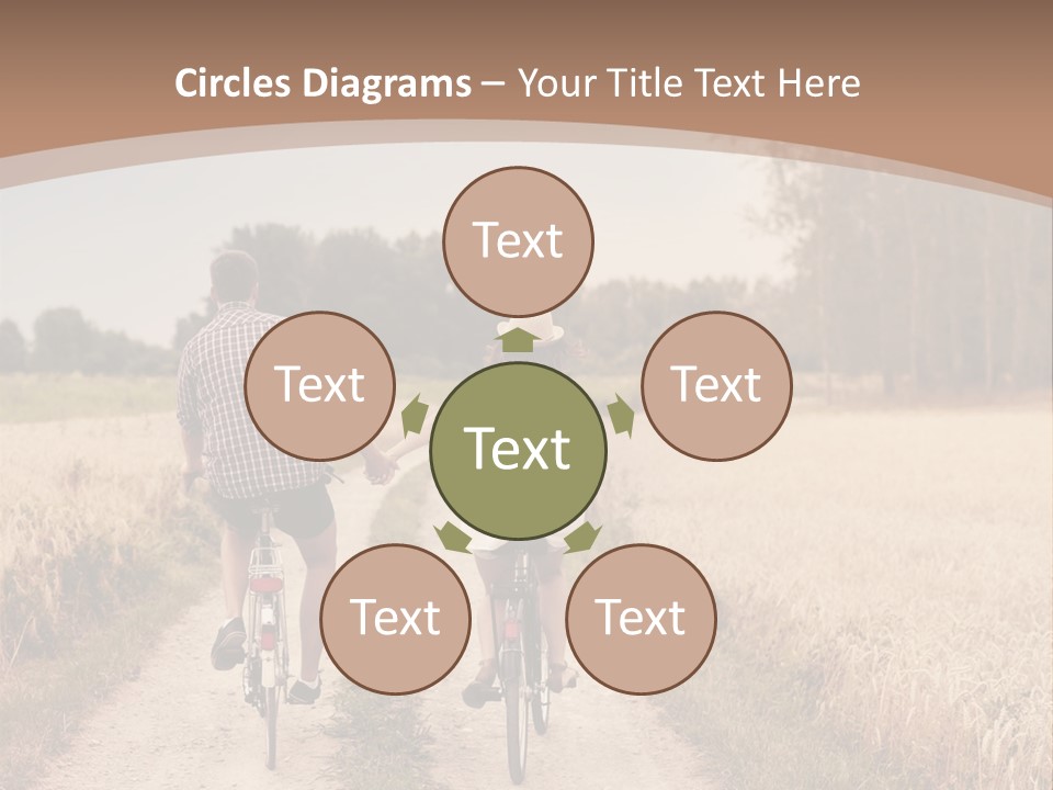 A Man And A Woman Riding Bikes Down A Dirt Road PowerPoint Template