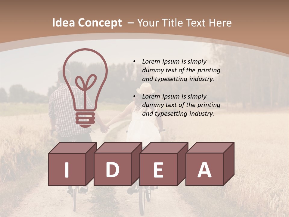 A Man And A Woman Riding Bikes Down A Dirt Road PowerPoint Template