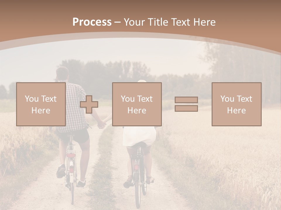 A Man And A Woman Riding Bikes Down A Dirt Road PowerPoint Template
