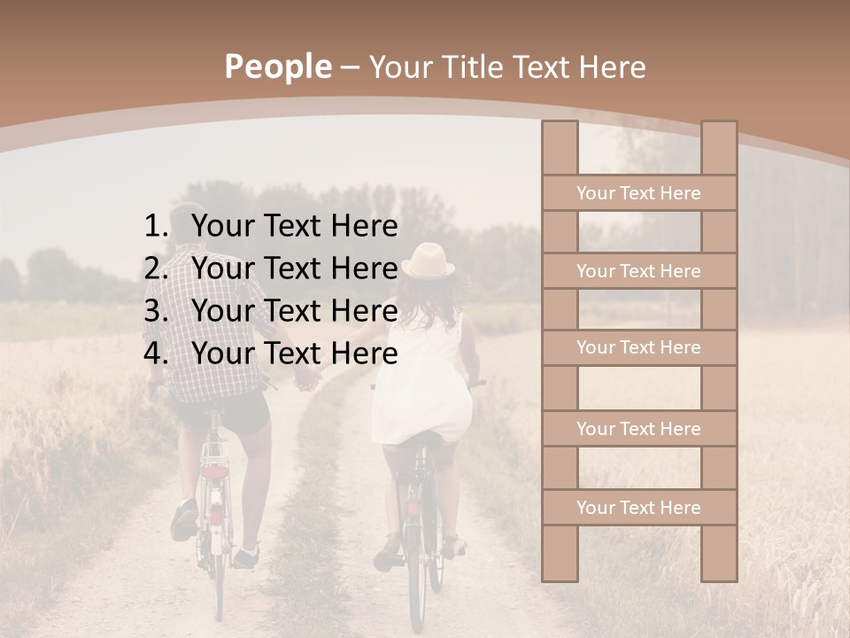 A Man And A Woman Riding Bikes Down A Dirt Road PowerPoint Template