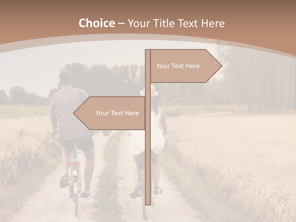 A Man And A Woman Riding Bikes Down A Dirt Road PowerPoint Template