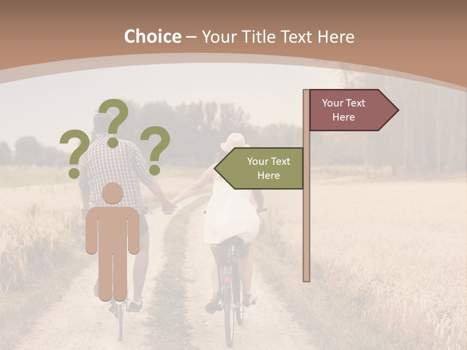 A Man And A Woman Riding Bikes Down A Dirt Road PowerPoint Template