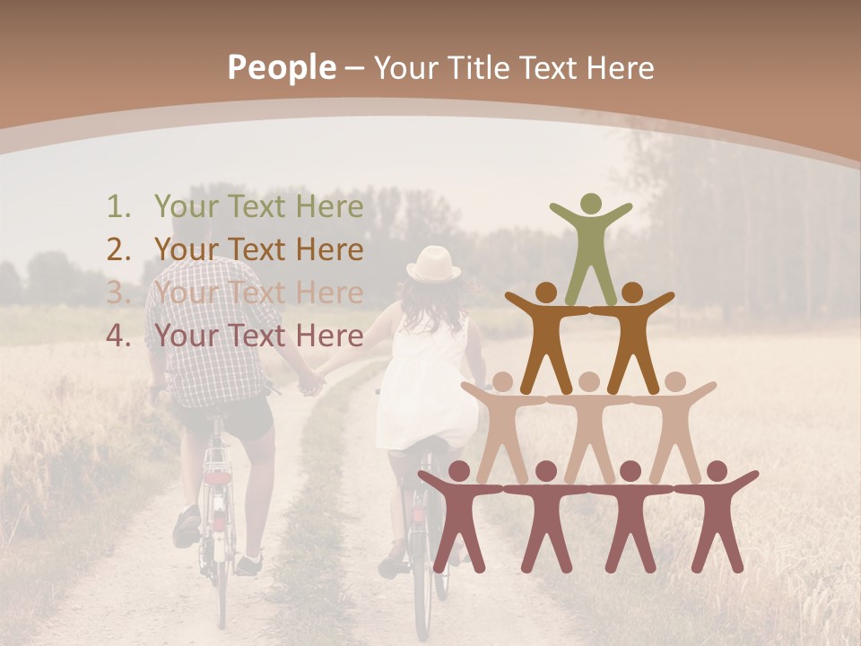 A Man And A Woman Riding Bikes Down A Dirt Road PowerPoint Template