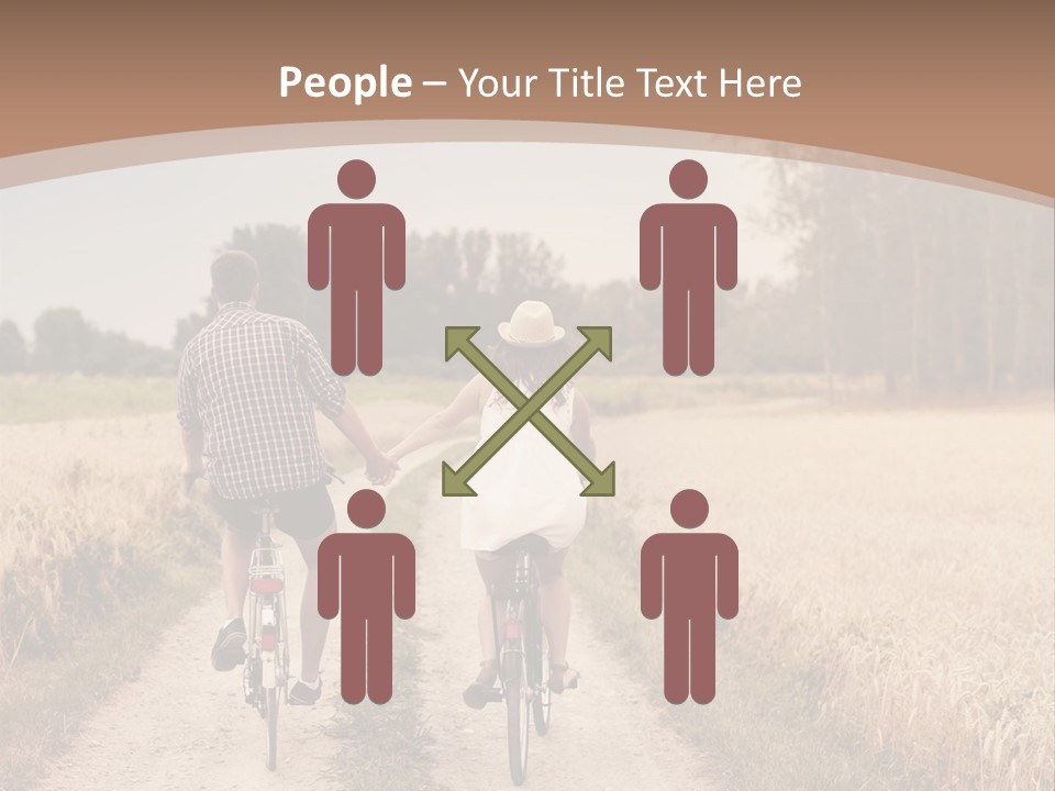 A Man And A Woman Riding Bikes Down A Dirt Road PowerPoint Template