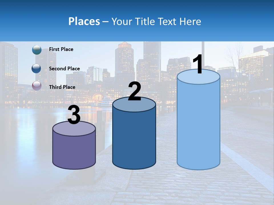 A Picture Of A City At Night With The Name Of The City PowerPoint Template