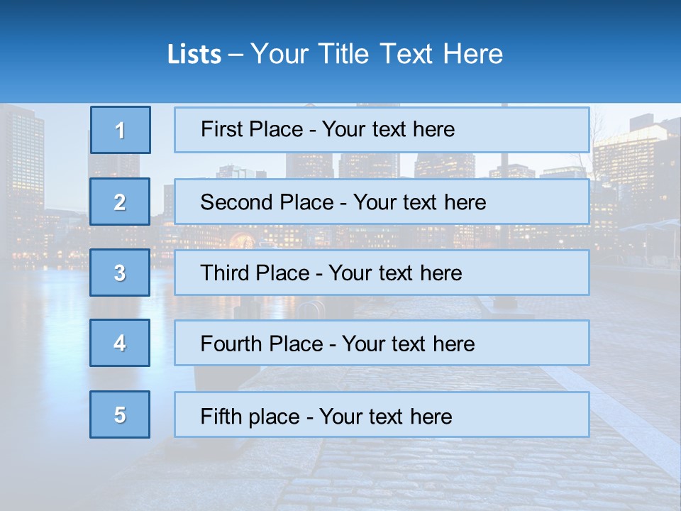 A Picture Of A City At Night With The Name Of The City PowerPoint Template