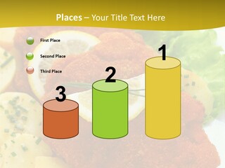 A Plate Of Food With Lemons And Lettuce On It PowerPoint Template