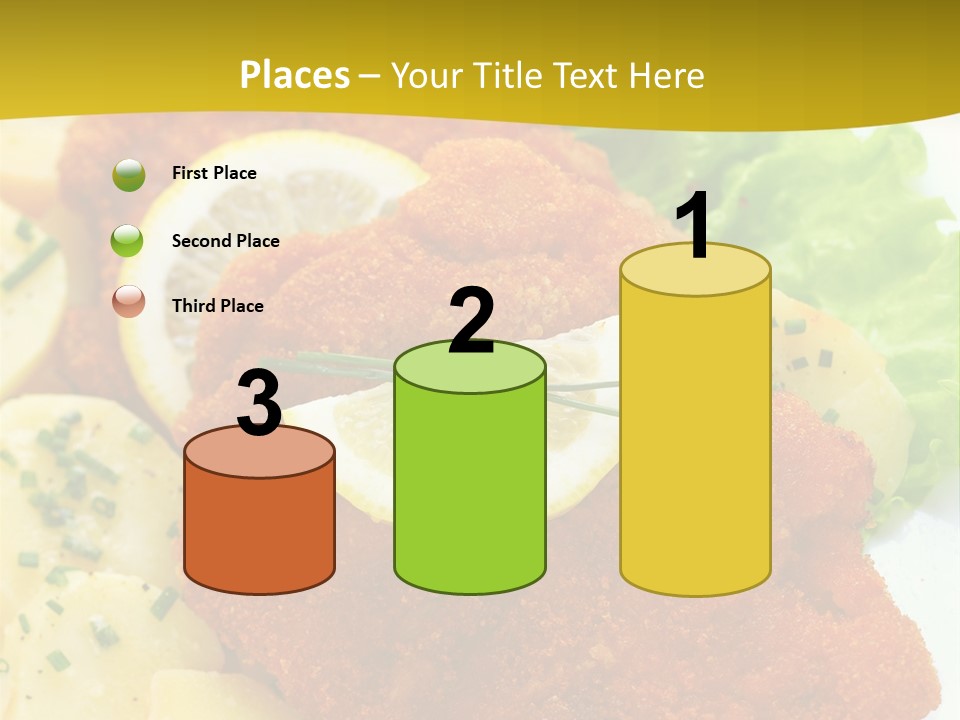 A Plate Of Food With Lemons And Lettuce On It PowerPoint Template