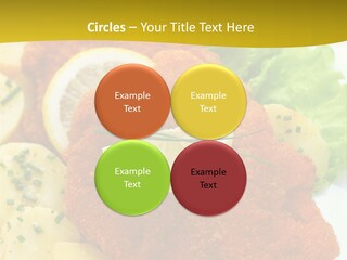 A Plate Of Food With Lemons And Lettuce On It PowerPoint Template