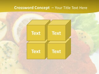 A Plate Of Food With Lemons And Lettuce On It PowerPoint Template