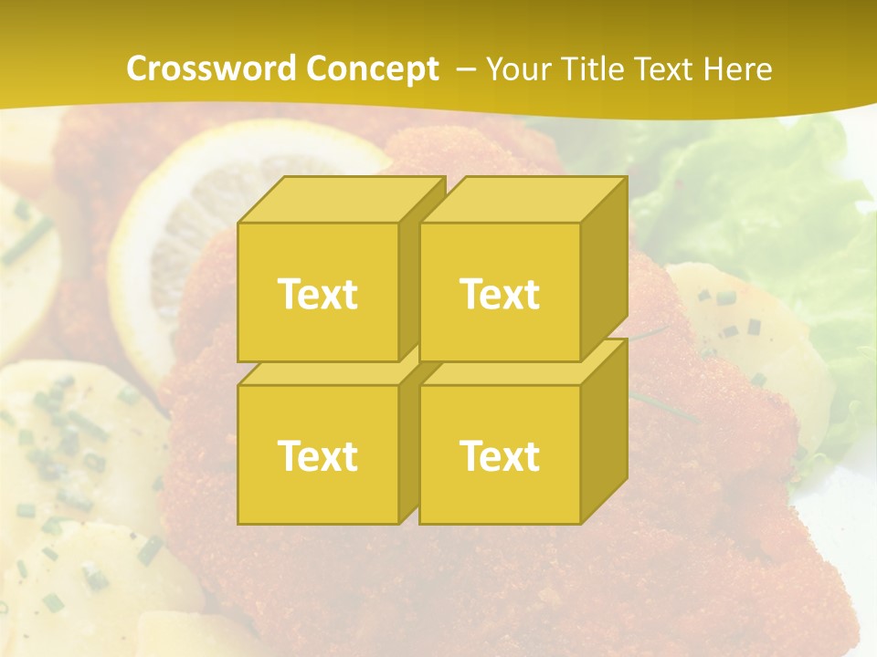 A Plate Of Food With Lemons And Lettuce On It PowerPoint Template