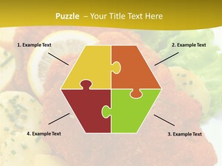 A Plate Of Food With Lemons And Lettuce On It PowerPoint Template