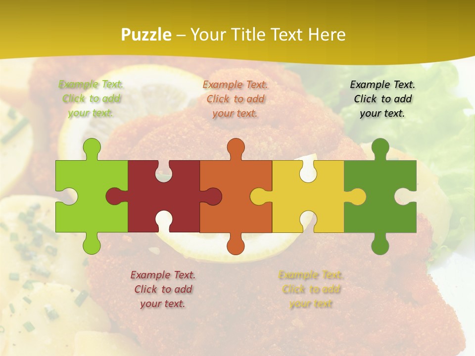 A Plate Of Food With Lemons And Lettuce On It PowerPoint Template