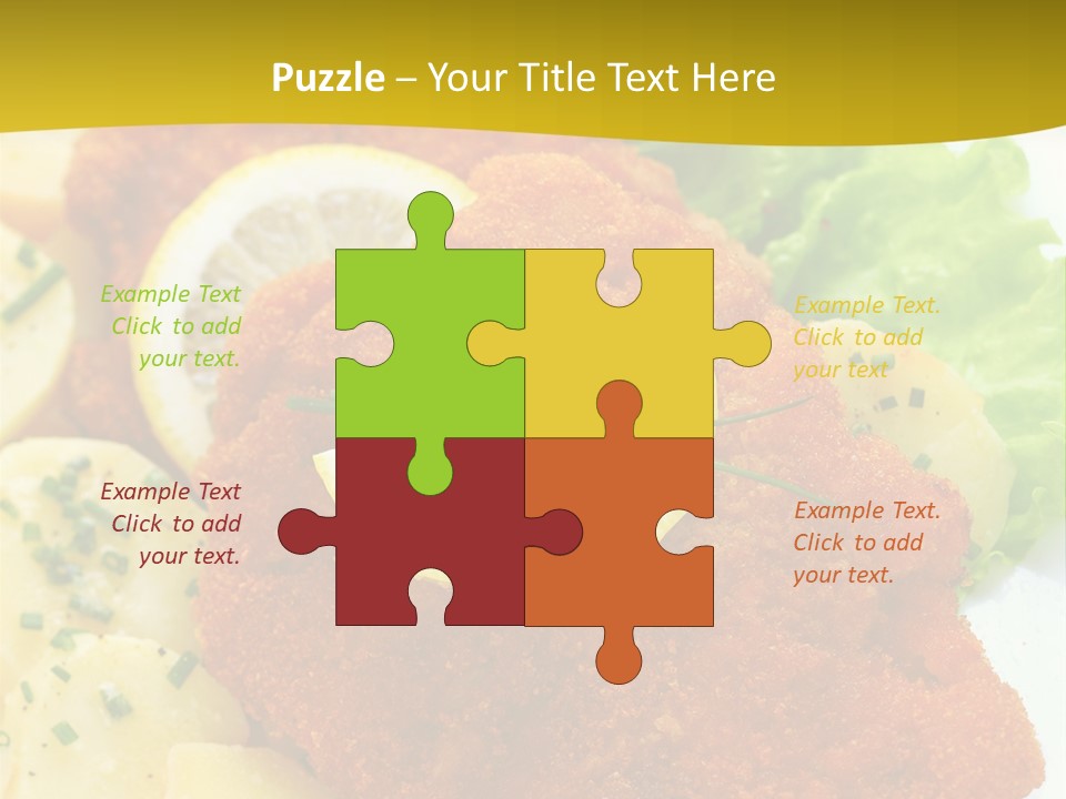 A Plate Of Food With Lemons And Lettuce On It PowerPoint Template