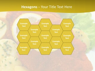 A Plate Of Food With Lemons And Lettuce On It PowerPoint Template