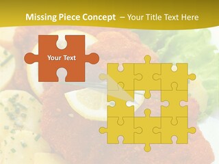 A Plate Of Food With Lemons And Lettuce On It PowerPoint Template