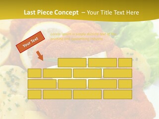 A Plate Of Food With Lemons And Lettuce On It PowerPoint Template