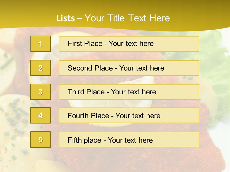 A Plate Of Food With Lemons And Lettuce On It PowerPoint Template