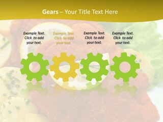 A Plate Of Food With Lemons And Lettuce On It PowerPoint Template