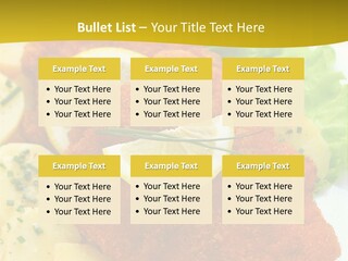 A Plate Of Food With Lemons And Lettuce On It PowerPoint Template