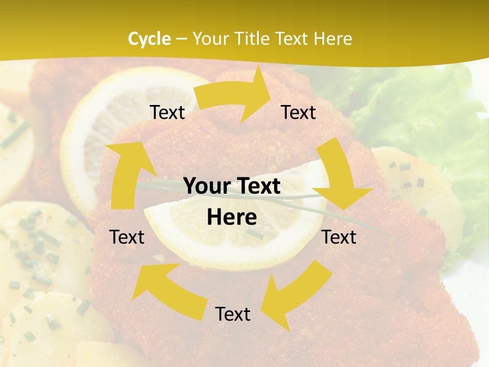 A Plate Of Food With Lemons And Lettuce On It PowerPoint Template