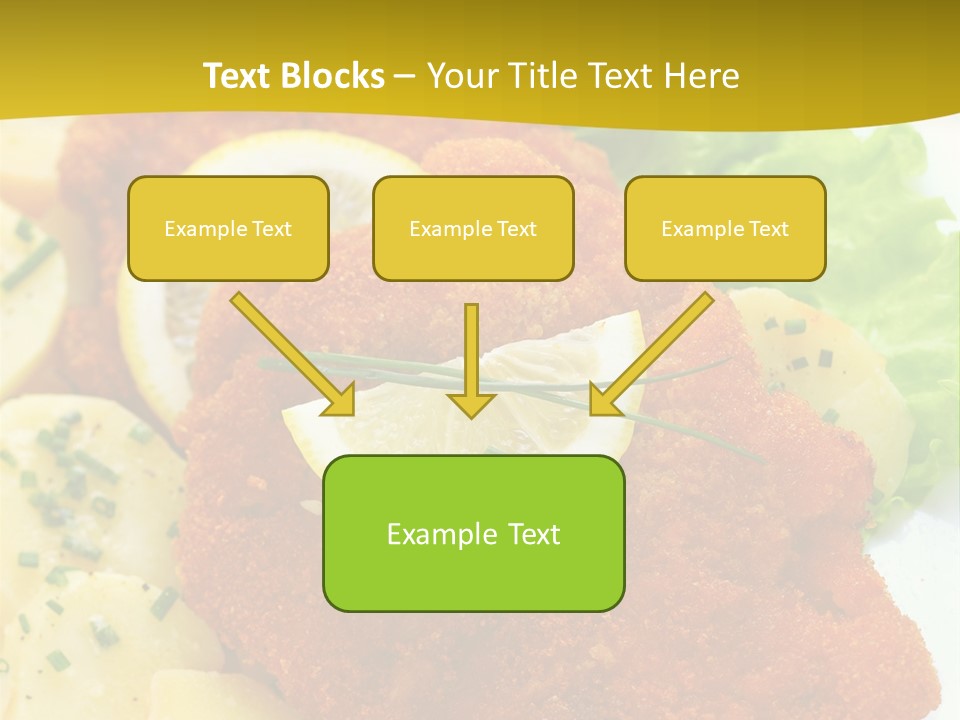 A Plate Of Food With Lemons And Lettuce On It PowerPoint Template
