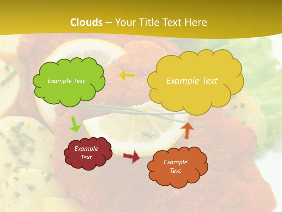A Plate Of Food With Lemons And Lettuce On It PowerPoint Template