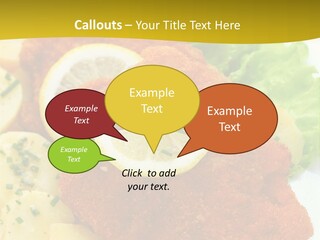 A Plate Of Food With Lemons And Lettuce On It PowerPoint Template