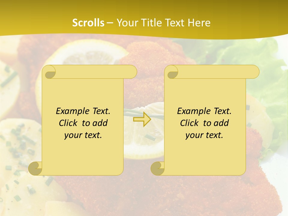 A Plate Of Food With Lemons And Lettuce On It PowerPoint Template