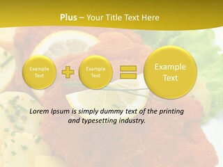 A Plate Of Food With Lemons And Lettuce On It PowerPoint Template