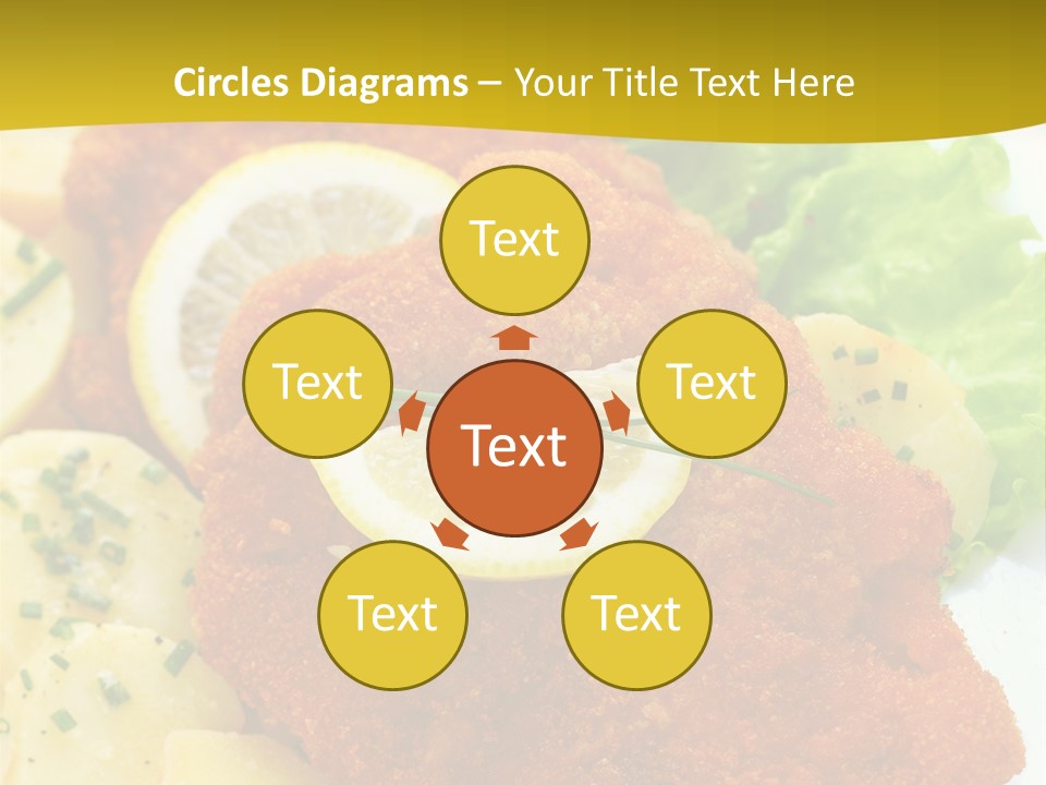 A Plate Of Food With Lemons And Lettuce On It PowerPoint Template