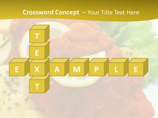 A Plate Of Food With Lemons And Lettuce On It PowerPoint Template