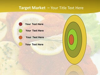 A Plate Of Food With Lemons And Lettuce On It PowerPoint Template