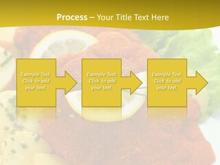 A Plate Of Food With Lemons And Lettuce On It PowerPoint Template