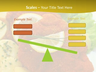 A Plate Of Food With Lemons And Lettuce On It PowerPoint Template